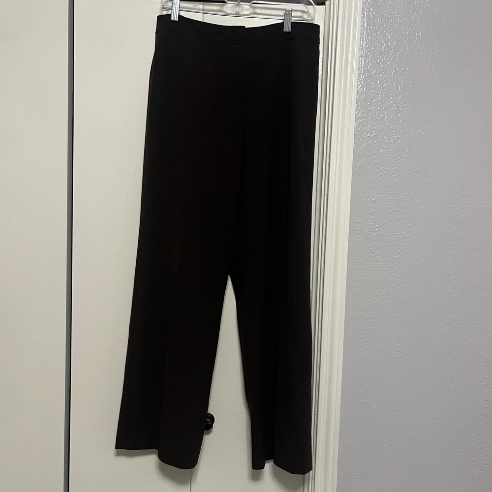 Talbots Womens Brown Wide Leg Stretch Dress Pants Size‎ 10 Flat Front Trousers